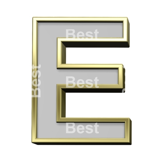 One letter from gray with gold frame alphabet set, isolated on white