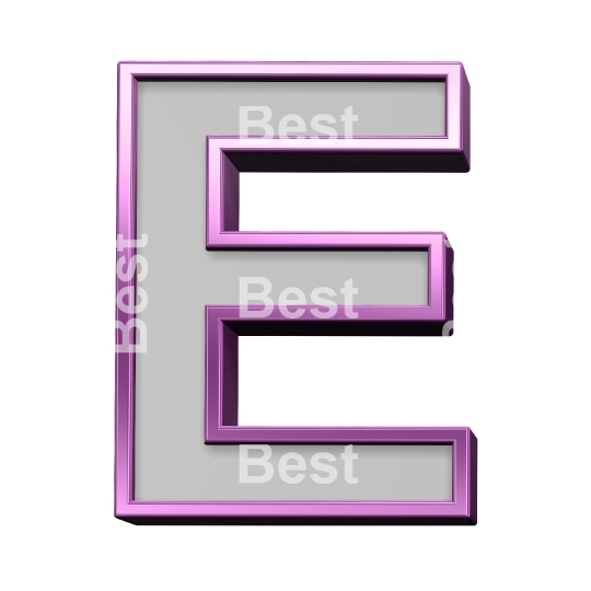 One letter from gray with purple frame alphabet set, isolated on white