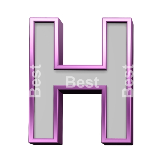 One letter from gray with purple frame alphabet set, isolated on white