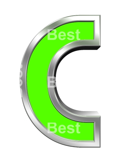 One letter from green with chrome frame alphabet set