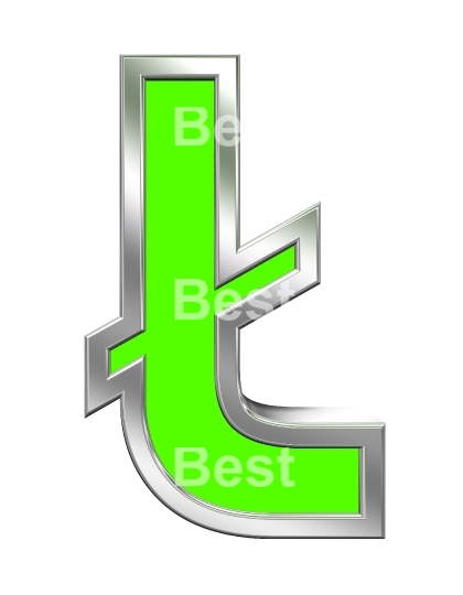 One letter from green with chrome frame alphabet set