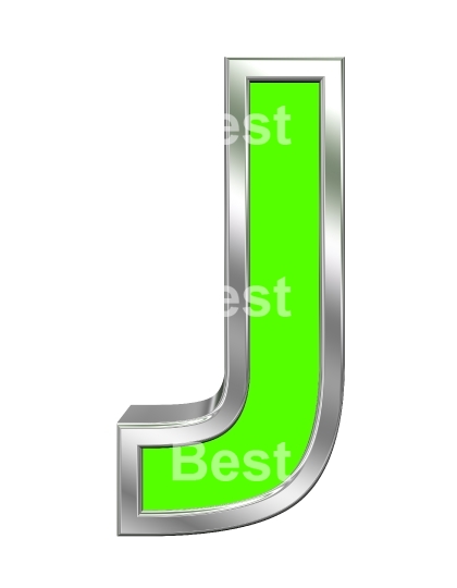 One letter from green with chrome frame alphabet set