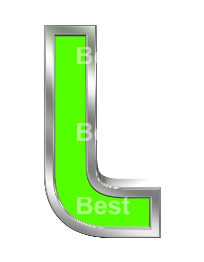 One letter from green with chrome frame alphabet set