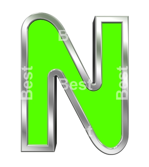 One letter from green with chrome frame alphabet set