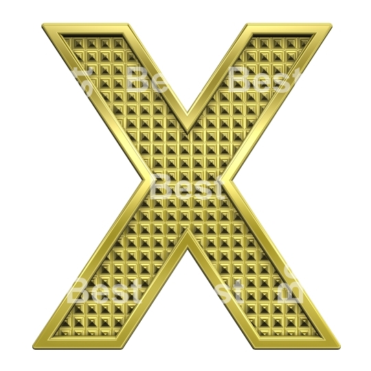 One letter from knurled gold alphabet set