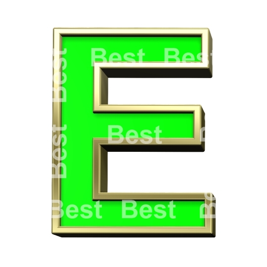 One letter from light green with gold frame alphabet set