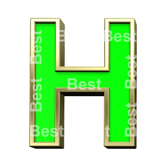 One letter from light green with gold frame alphabet set