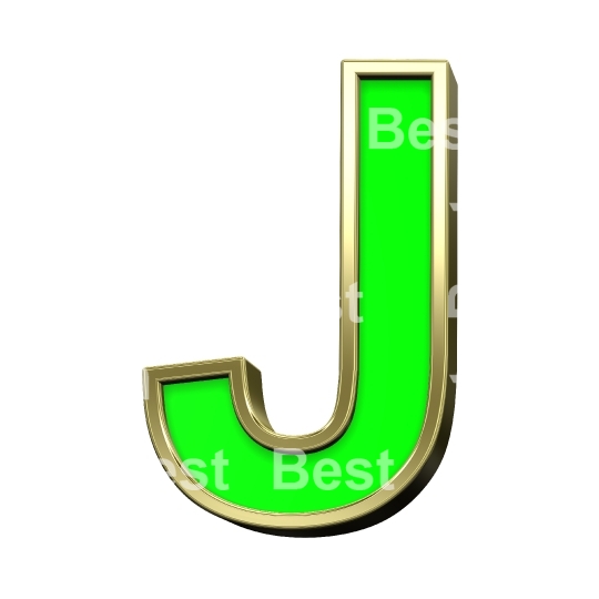 One letter from light green with gold frame alphabet set