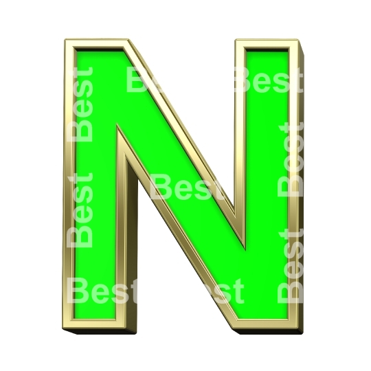 One letter from light green with gold frame alphabet set