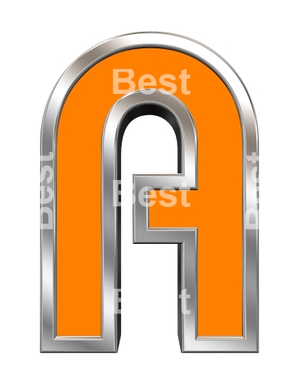 One letter from orange with chrome frame alphabet set