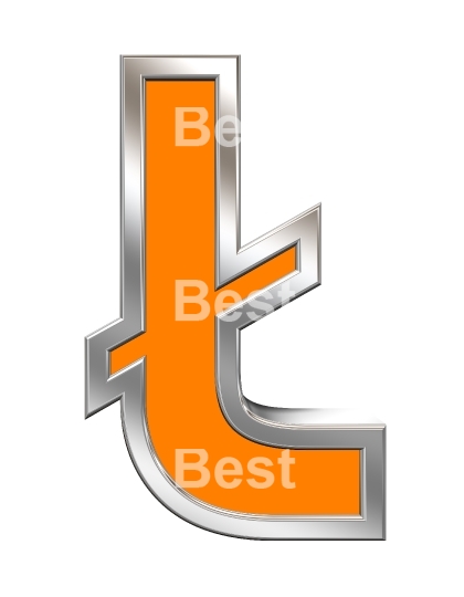 One letter from orange with chrome frame alphabet set