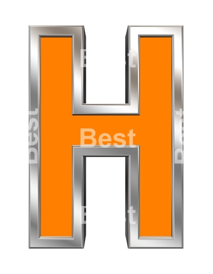 One letter from orange with chrome frame alphabet set