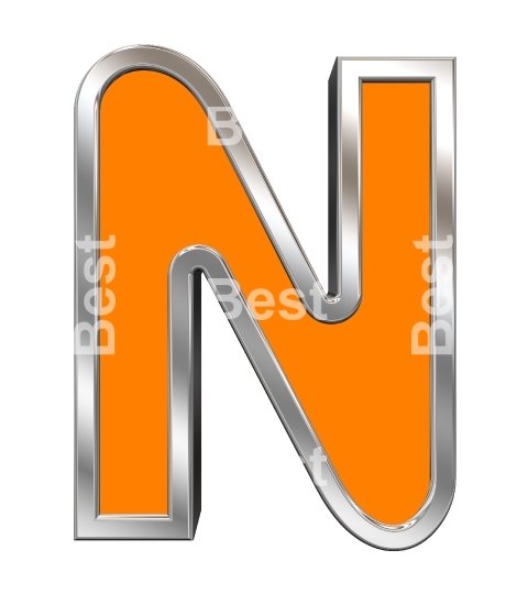 One letter from orange with chrome frame alphabet set