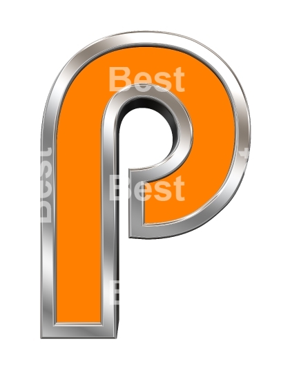 One letter from orange with chrome frame alphabet set