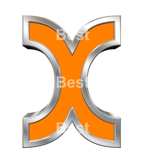 One letter from orange with chrome frame alphabet set