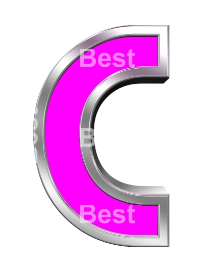 One letter from pink with chrome frame alphabet set