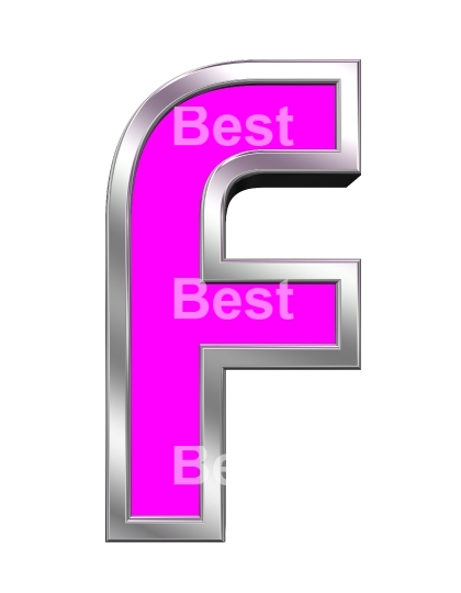 One letter from pink with chrome frame alphabet set