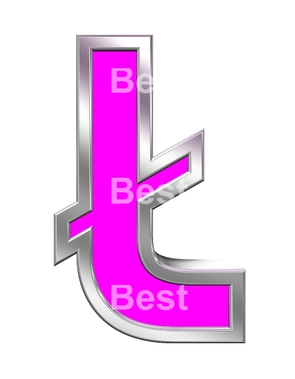 One letter from pink with chrome frame alphabet set