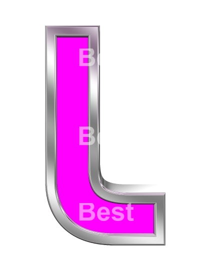 One letter from pink with chrome frame alphabet set