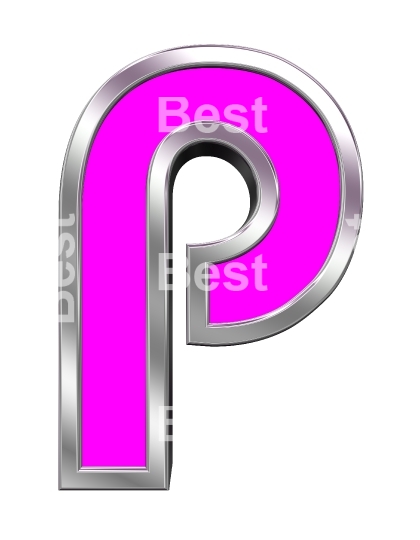 One letter from pink with chrome frame alphabet set