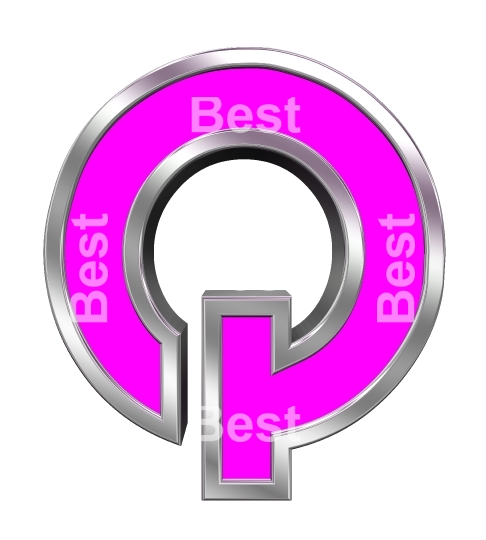 One letter from pink with chrome frame alphabet set