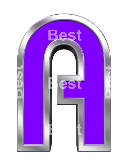 One letter from purple with chrome frame alphabet set