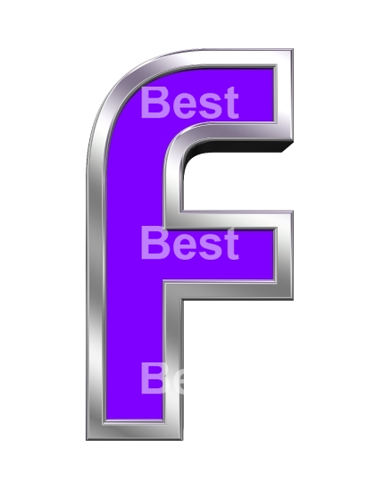 One letter from purple with chrome frame alphabet set