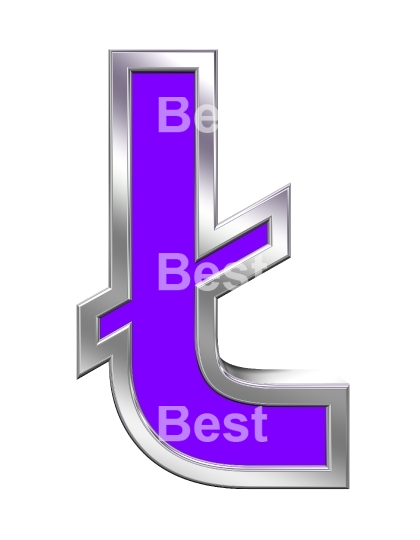 One letter from purple with chrome frame alphabet set