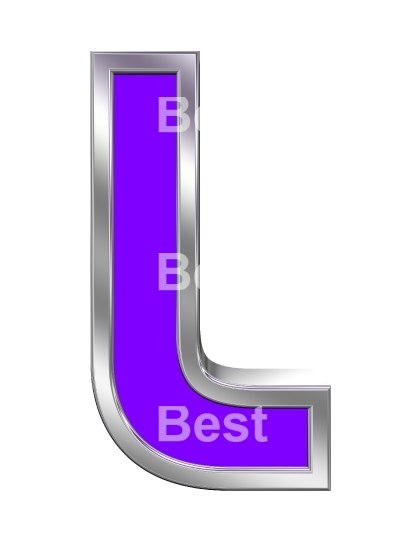 One letter from purple with chrome frame alphabet set