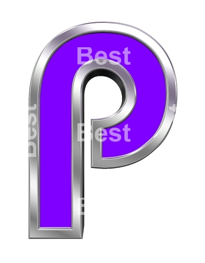 One letter from purple with chrome frame alphabet set