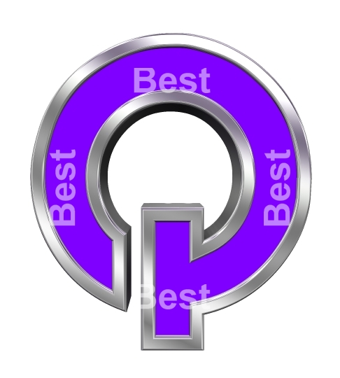 One letter from purple with chrome frame alphabet set