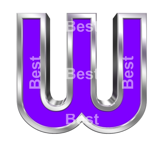 One letter from purple with chrome frame alphabet set