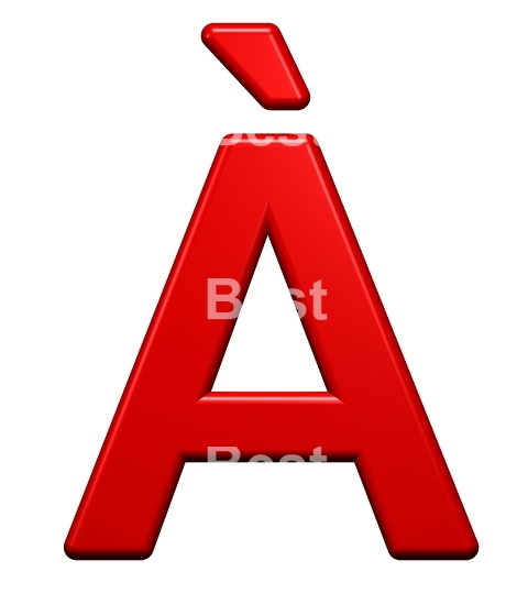 One letter from red plastic alphabet set, isolated on white. 