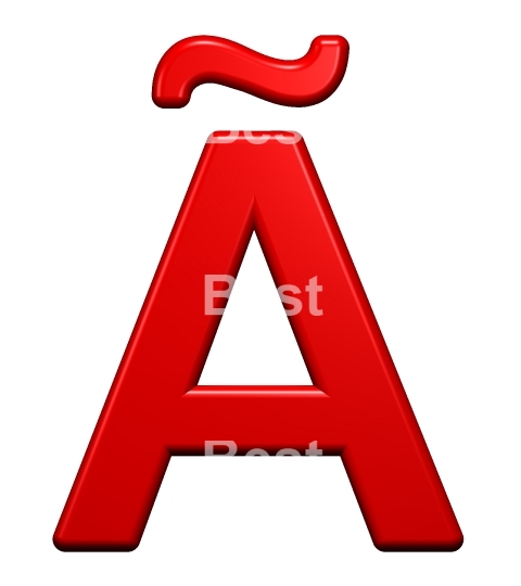 One letter from red plastic alphabet set, isolated on white. 