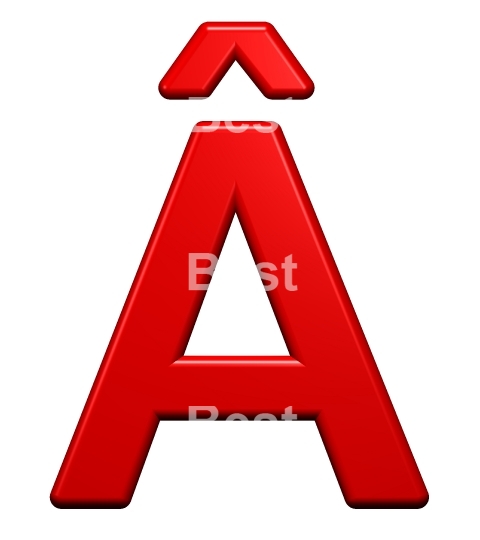 One letter from red plastic alphabet set, isolated on white. 