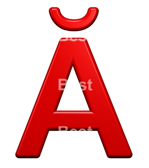 One letter from red plastic alphabet set, isolated on white. 