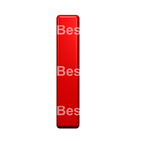 One letter from red plastic alphabet set, isolated on white. 