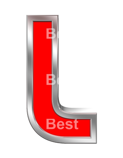 One letter from red with chrome frame alphabet set