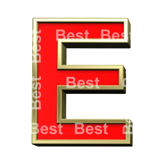 One letter from red with gold shiny frame alphabet set