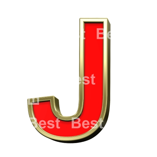 One letter from red with gold shiny frame alphabet set