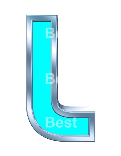 One letter from turquoise with chrome frame alphabet set