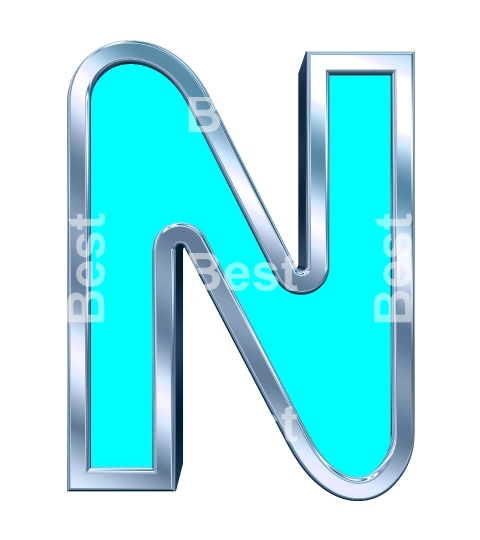 One letter from turquoise with chrome frame alphabet set