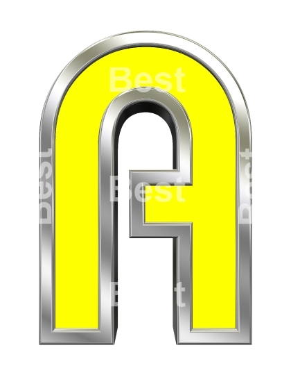 One letter from yellow with chrome frame alphabet set