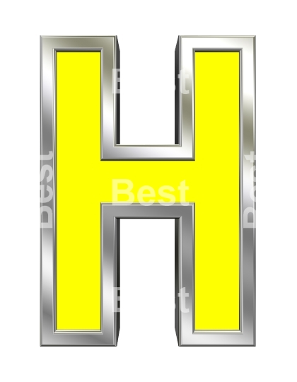 One letter from yellow with chrome frame alphabet set