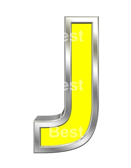 One letter from yellow with chrome frame alphabet set