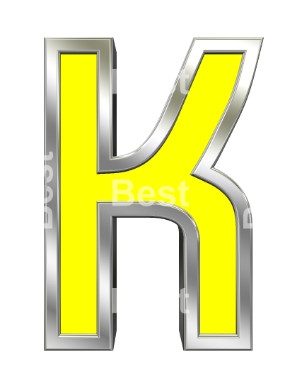 One letter from yellow with chrome frame alphabet set