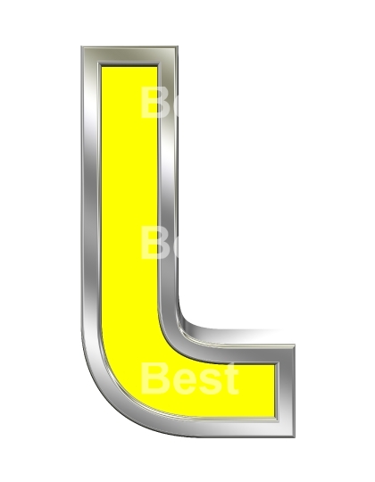 One letter from yellow with chrome frame alphabet set