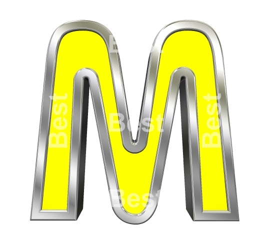 One letter from yellow with chrome frame alphabet set