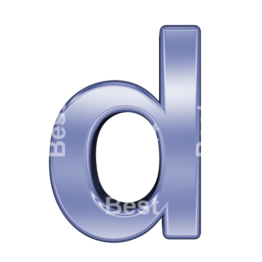 One lower case letter from blue chrome alphabet set