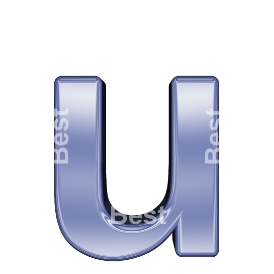 One lower case letter from blue chrome alphabet set